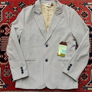 Boys Sz 10 NWT Seersucker Fore!! Axel & Hudson Blazer Navy Blue & White